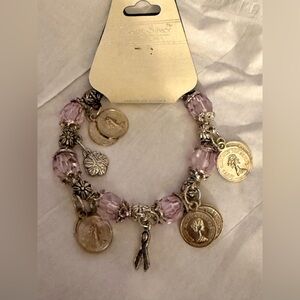 Elegant Silver and Purple Charm Bracelet